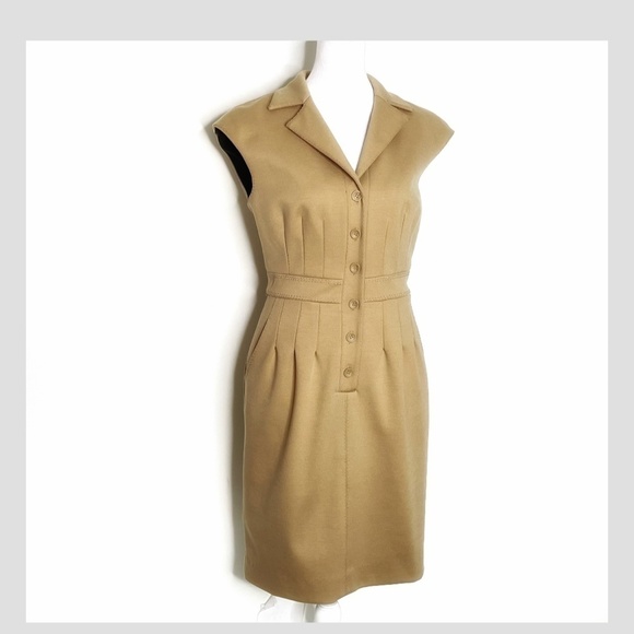 Talbots Vintage Dress Sleeveless Structured Button Front Sheath Collar V-Neck 4 - Picture 1 of 15